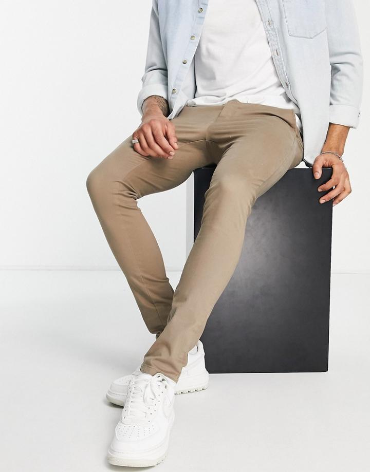 Asos Design Super Skinny Chinos In Light Brown