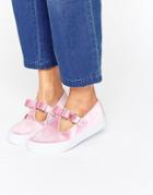 Asos Debbie Velvet Bow Sneakers - Pink