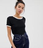New Look Tee With Contrast In Black-white
