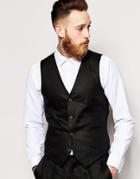 Asos Slim Fit Vest In 100% Linen - Black