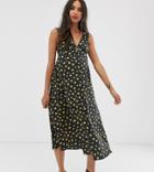 Asos Design Maternity Exclusive Button Through Pansy Print Midi Sundress-green