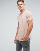 Asos Longline T-shirt With Curved Hem In Towelling In Nude - Beige