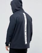 Asos Hoodie With Typographic Back And Chest Print In Navy - Blue