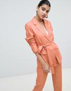Fashion Union Tie Waist Blazer Two-piece - Pink