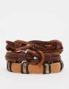 Asos Leather Bracelet Pack - Brown
