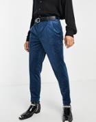 Devils Advocate High Waisted Velvet Pants-blue