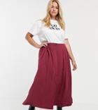 Asos Design Curve Box Pleat Midi Skirt With Button Front And Splits-multi