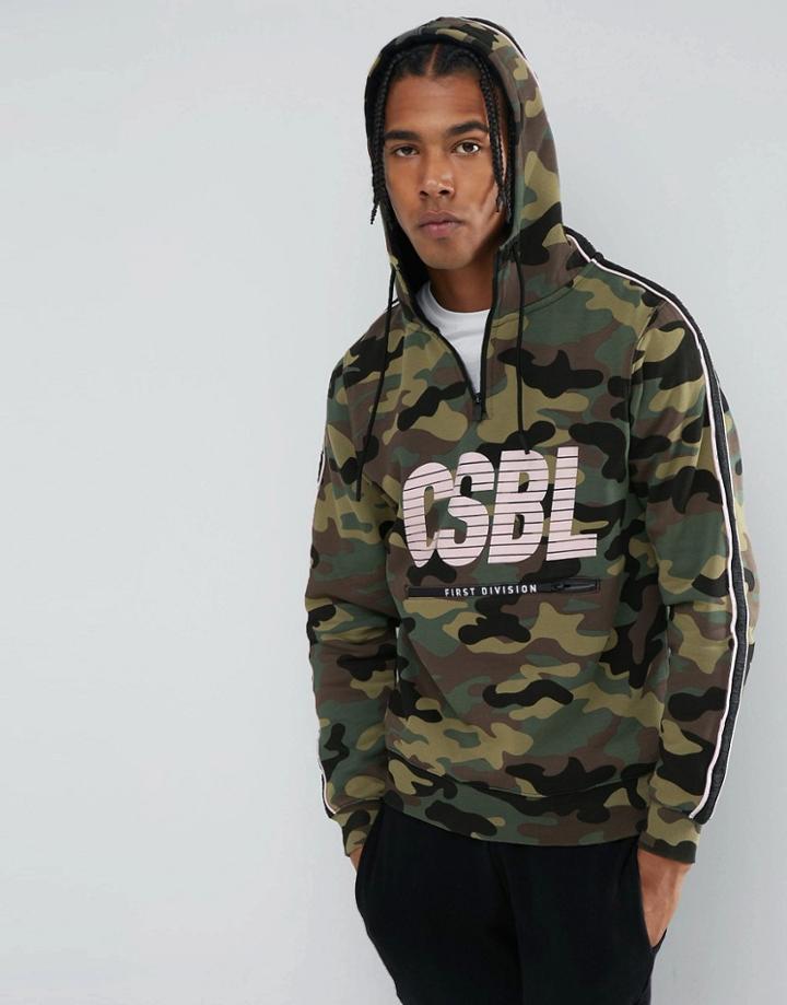 Cayler & Sons Hoodie In Camo With Half Zip - Green