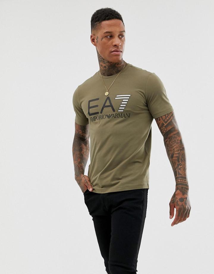 Ea7 Large Logo T-shirt In Khaki - Green