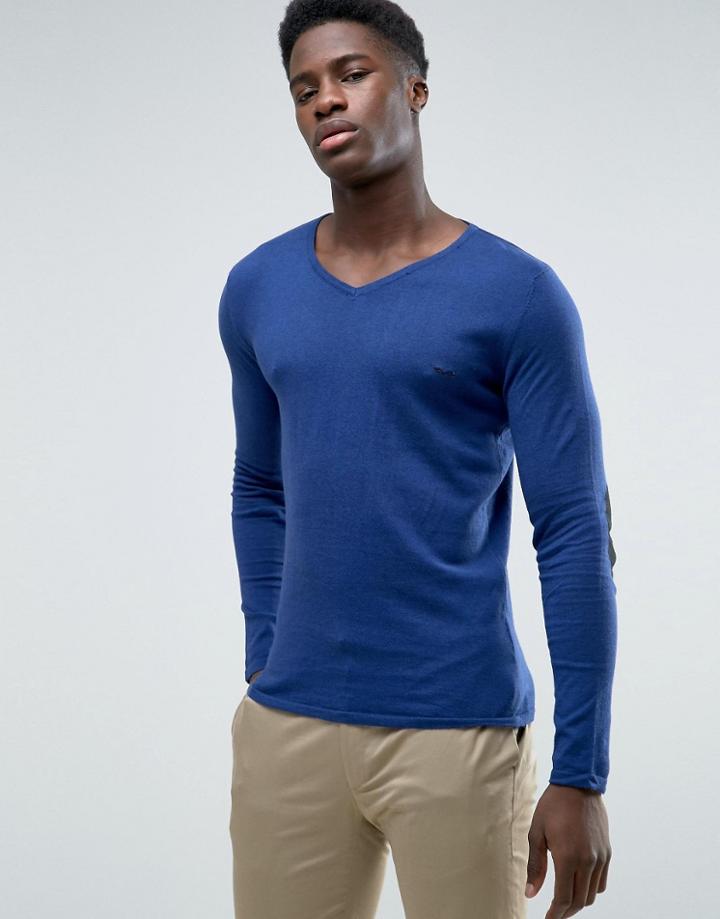 Selected Fitted V Neck Soft Feel Knitwear - Navy