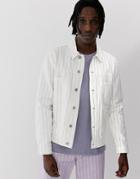 Asos Design Two-piece Denim Jacket With Purple Stripe In White - White