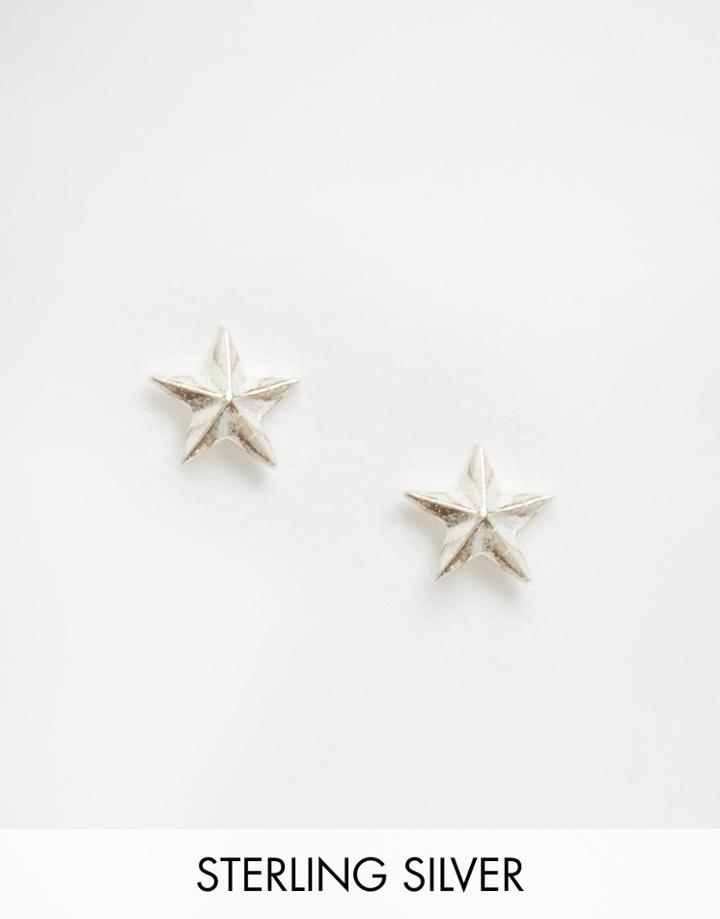 Fashionology Sterling Silver Edged Star Stud Earrings - Silver