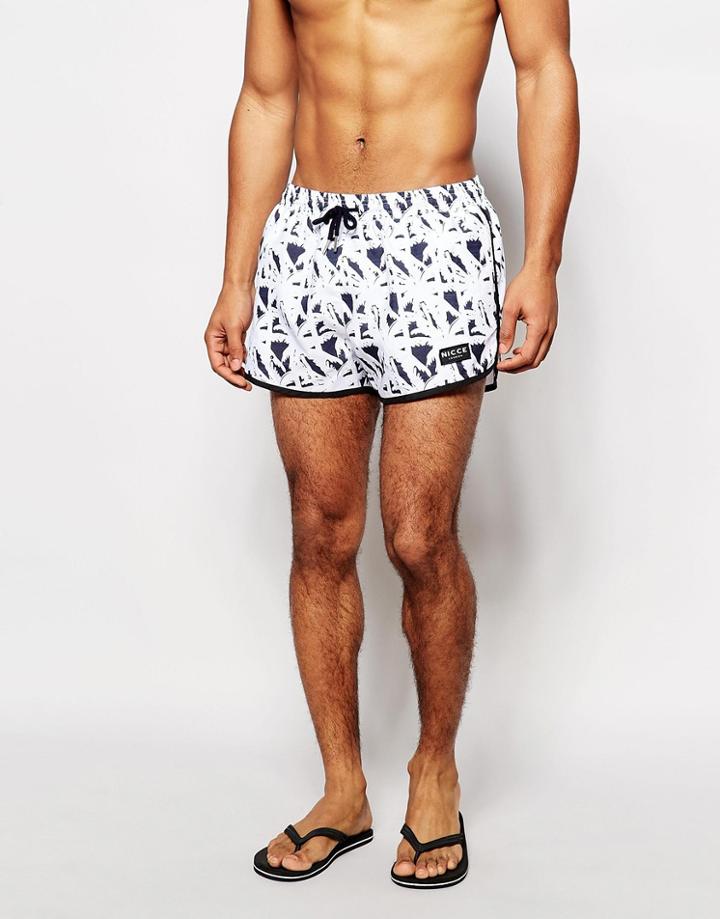 Nicce Tropical Retro Swim Short - Navy