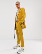 Asos Design Cigarette Suit Pants In Mustard-yellow