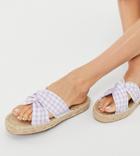 Asos Design Wide Fit Jolly Knotted Mule Espadrille In Lilac Gingham-purple