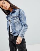 Parisian Denim Jacket In Acid Wash - Blue