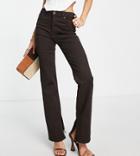 Asos Design Petite Flared Jean In Chocolate-brown