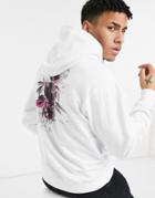 River Island Hoodie With Chest Print In White