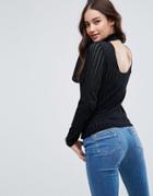 Asos Sweater With Pointelle Stitch And Back Detail - Black