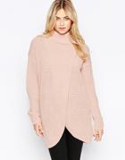 Jdy High Neck Wrap Front Sweater - Rose Smoke