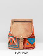 Reclaimed Vintage Leather & Tapestry Mix Backpack - Multi