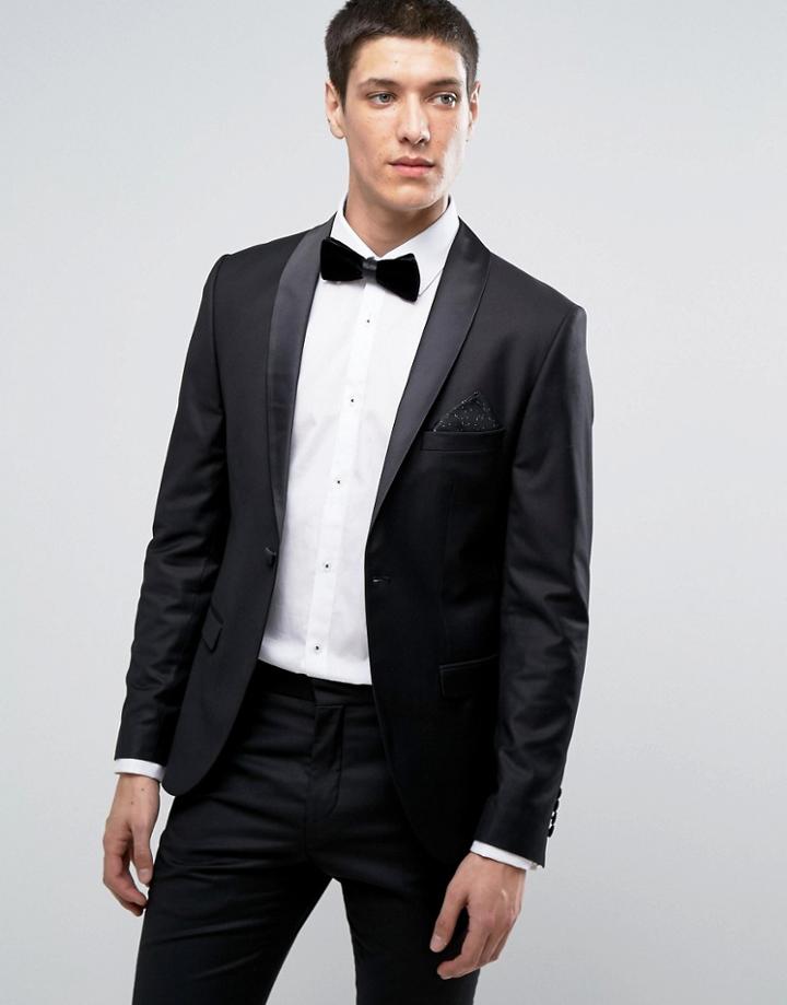 Selected Homme Super Skinny Tux Jacket - Black