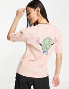 Puma Downtown Multi Colored Logo Shirt With Backprint In Coral-orange