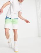 Polo Ralph Lauren Spa Terry Player Logo Dip Dye Sweat Shorts In Navy Lime Multi