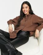 New Look Button Down Shirt In Brown