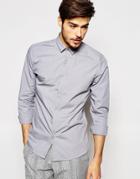Noak Shirt With Micro Collar In Skinny Fit - Light Gray