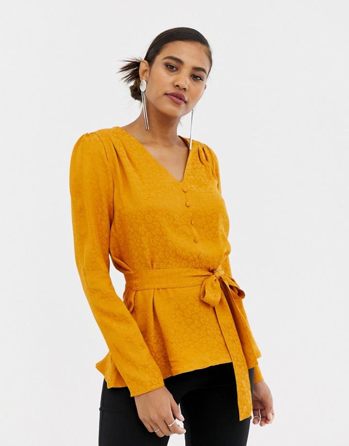 Y.a.s Button Down V Neck Blouse - Brown