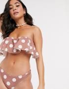 Brave Soul Bikini Bottoms In Pink Polka Dot