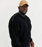 Asos Design Plus Oversized Sweatshirt In Black With Silver Neck Zips