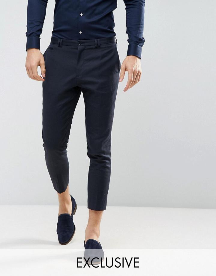 Noak Wedding Tapered Pant In Linen - Navy