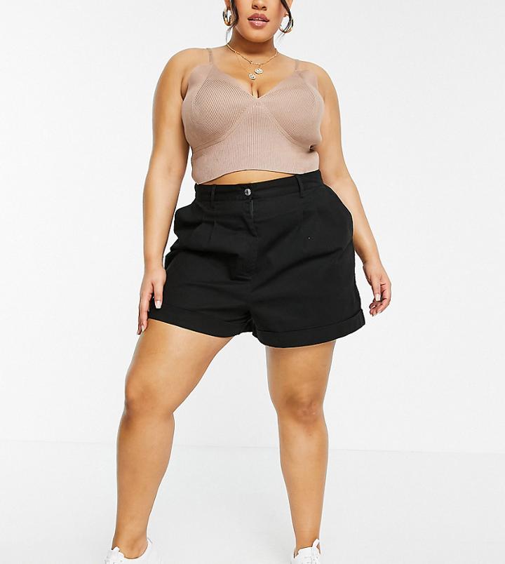 Asos Design Curve Chino Short In Black
