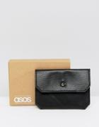 Asos Leather Envelope Card Holder With Emboss - Black