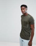 Stradivarius T-shirt With Sealed Pocket In Khaki - Green