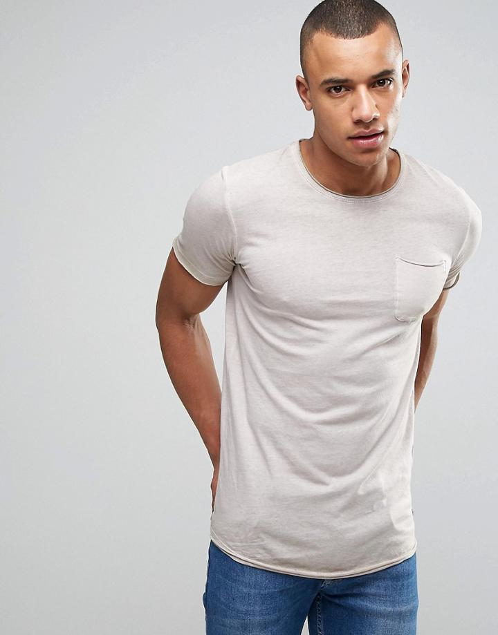Jack & Jones Vintage Longline T-shirt With Pocket - Gray