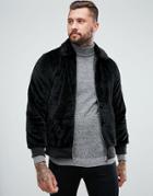 Boohooman Faux Fur Harrington Jacket In Black - Black