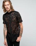 Asos Lace Shirt In Regular Fit - Black