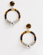 Reclaimed Vintage Inspired Tort Rhinestone Earring - Brown