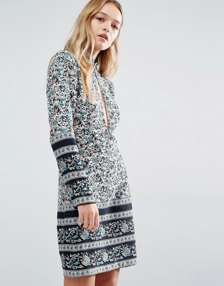 Rolla's Paisley Print Shift Dress With Open Front & Back - Floral