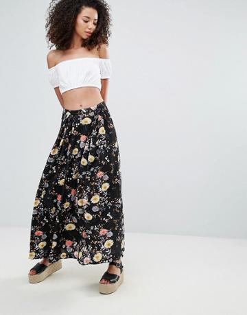 Trollied Dolly Boho Flow Maxi Skirt - Black