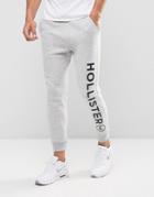 Hollister Cuffed Joggers Skinny Fit Leg Logo In Light Gray - Gray