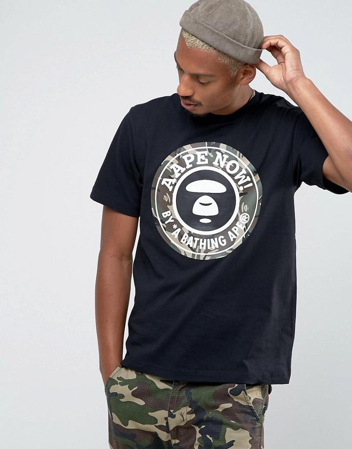 Aape By A Bathing Ape T-shirt With Large Camo Logo - Black
