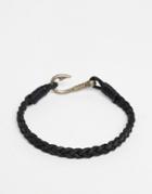 Asos Plaited Bracelet With Hook - Black