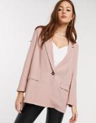 Asos Design All Rounder Linen Blazer-pink