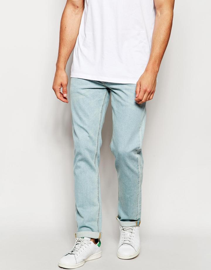 Asos Stretch Slim Jeans In Light Wash - Light Blue