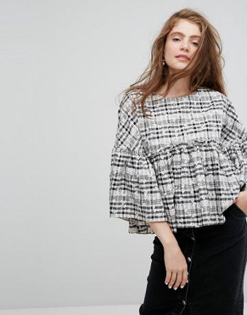 Willow And Paige Smock Top In Floral Gingham - Multi