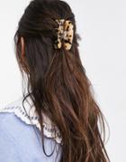 Asos Design Rectangle Hair Clip Claw In Milky Tort-brown